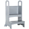 Qaba Kids Step Stool with 2 Steps Support Handles Non-Slip Hardwood Stepping Stool for Children Kitchen Helper Grey