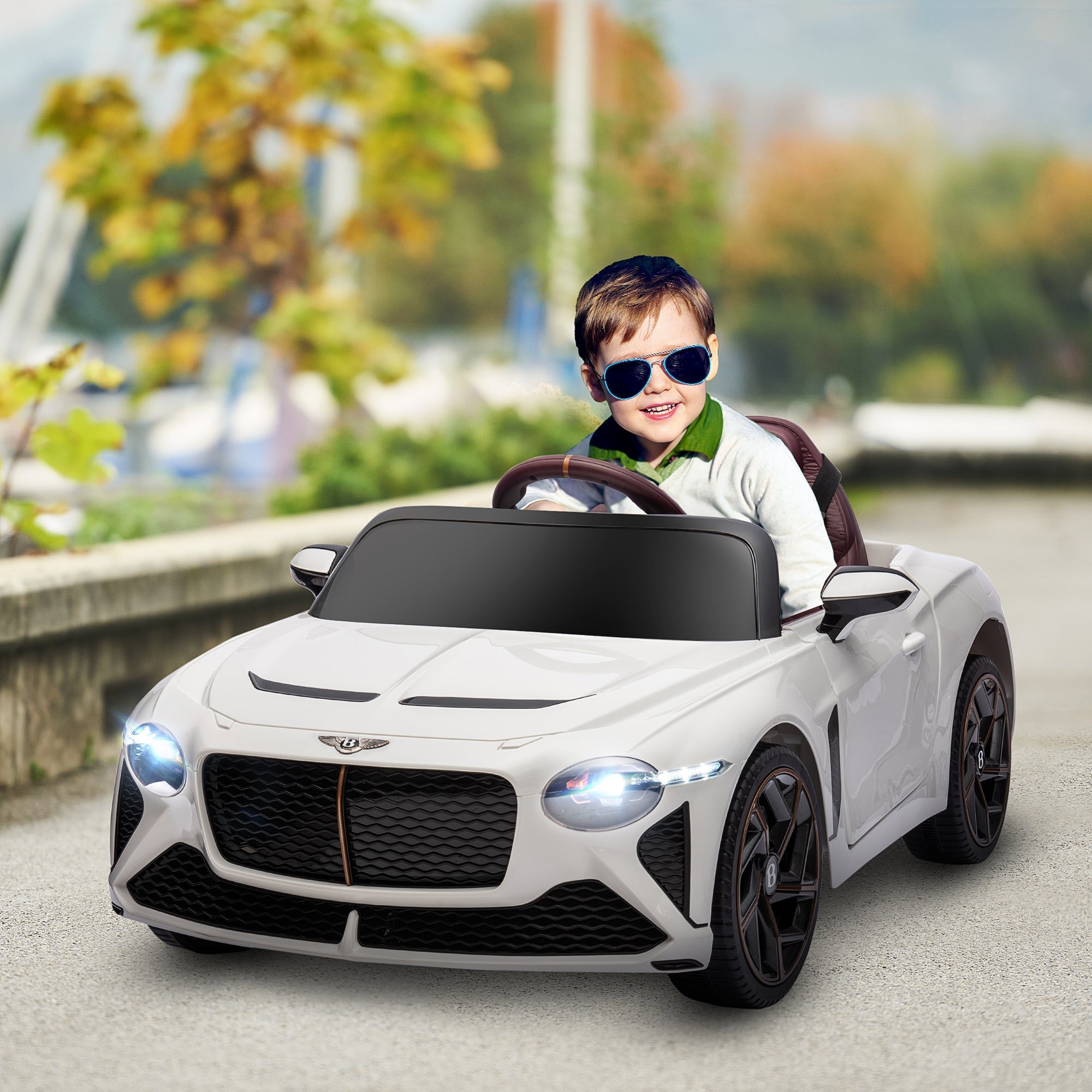 Aosom Kids Ride-On Car: 12V Electric, Butterfly Doors, Remote Control, Portable Battery, White 