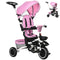 Aosom 7-in-1 Toddler Tricycle: Kids Trike with Rotatable Seat, Push Handle, Safety Harness, Canopy, Footrest