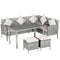 Outsunny 5-Piece Patio Garden Sofa Dining Set PE Rattan Wicker Wood Furniture