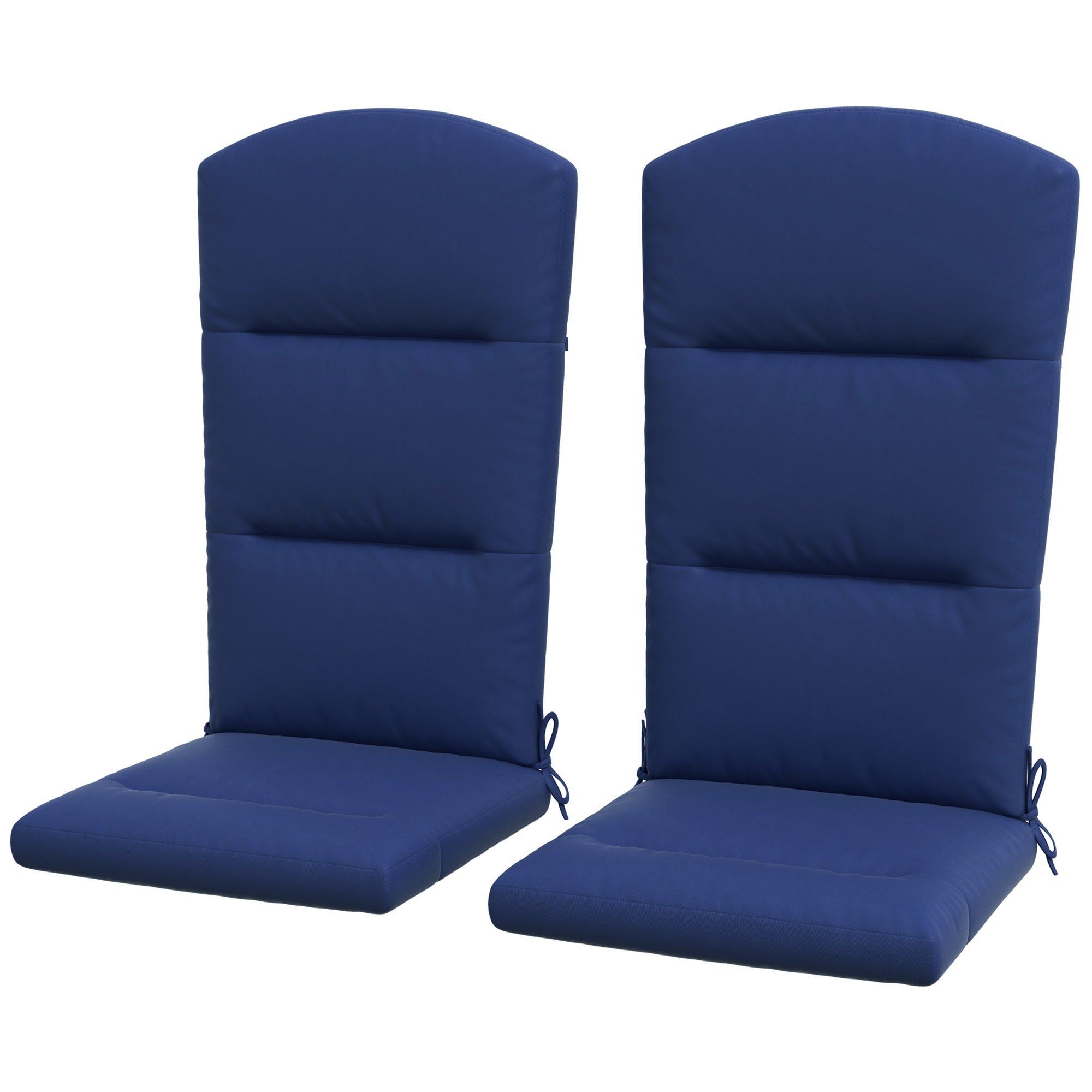 Outsunny Blue Adirondack Chair Cushions Replacement 2-Pack with Back Support and Ties for Outdoor Comfort 