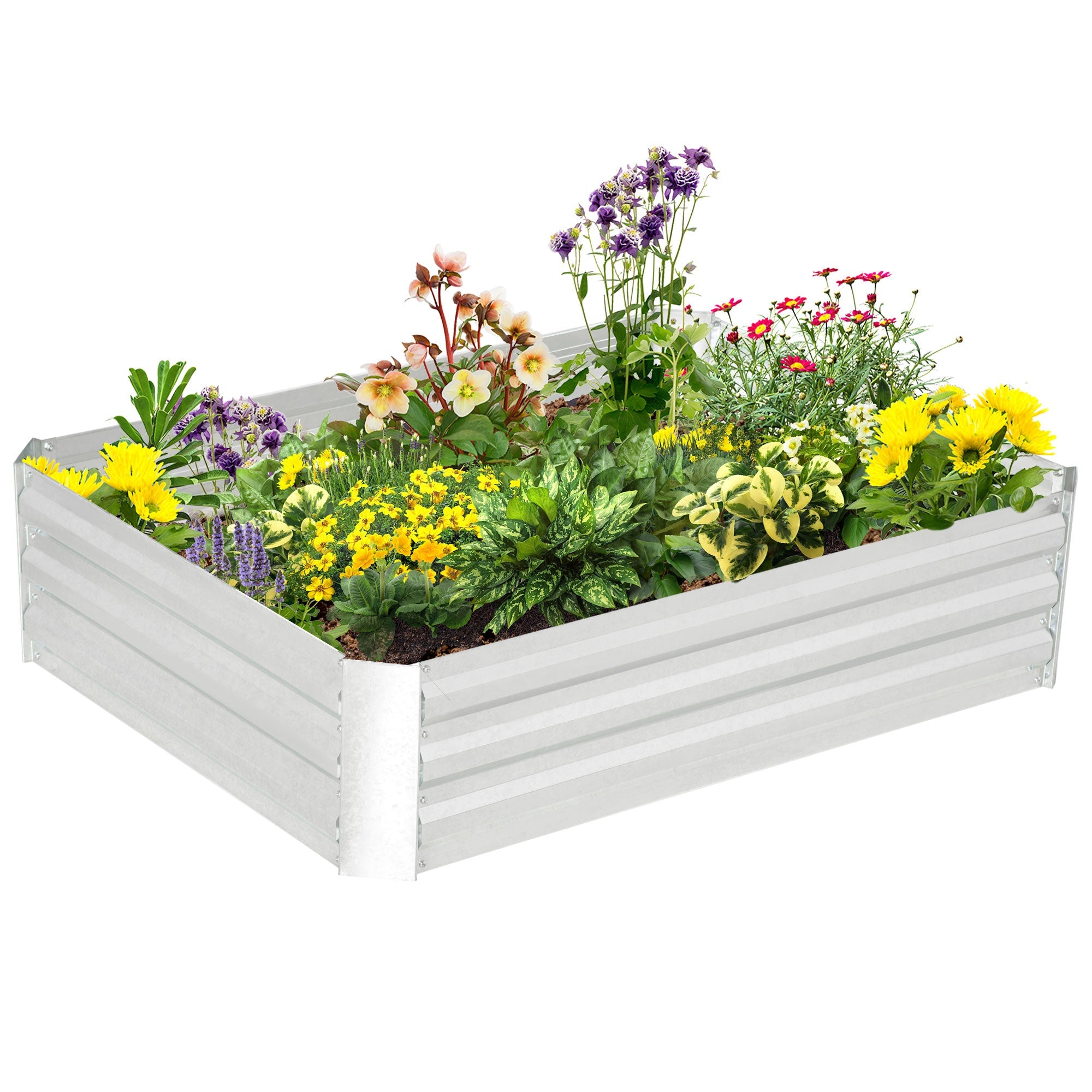 Outsunny Galvanized Raised Garden Bed, 4' x 3' x 1' Outdoor Metal Planter Box, Raised Bed for Growing Flowers and Herbs 