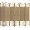 HOMCOM 6-Panel Folding Room Divider: Portable Privacy Screen, Wave Fiber Room Partition for Home Office, Natural