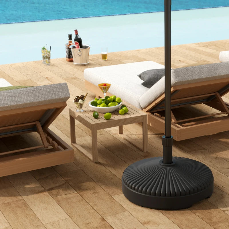 Round Plastic Patio Umbrella Base Parasol Holder Outdoor Umbrella Stand, Filled Up to 62lbs with Sand or 51lbs with Water for Garden, Poolside, Black