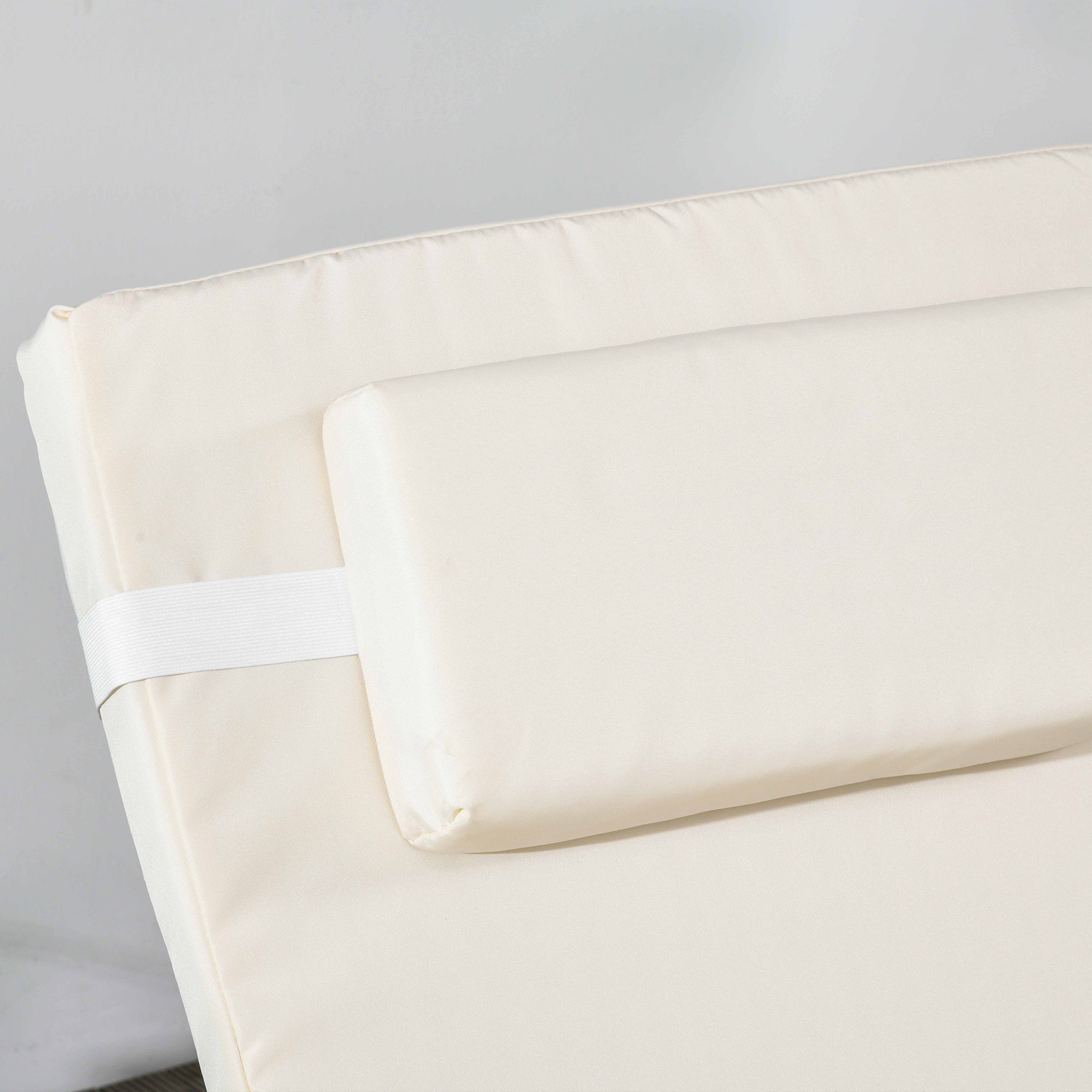 Outsunny Outdoor Chaise Lounge Patio Lounger 5-Level Adjustable Backrest Headrest Poolside Garden Backyard Cream White Color 