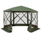 Outsunny 12x12 Pop Up Canopy Tent, Screened Gazebo with Mesh Sidewalls, Carry Bag for Camping & Outdoor Dining, Green