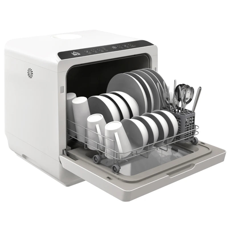 Portable Dishwasher, Counter Dishwasher with 4 Place Settings, 5 Washing Programs, Air-Dry Function, 6L Water Tank