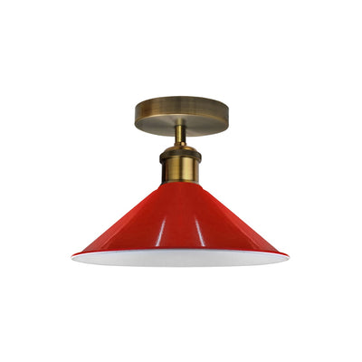 Vintage Industrial Ceiling Light Red Shade E26 Flush Mount~2152 