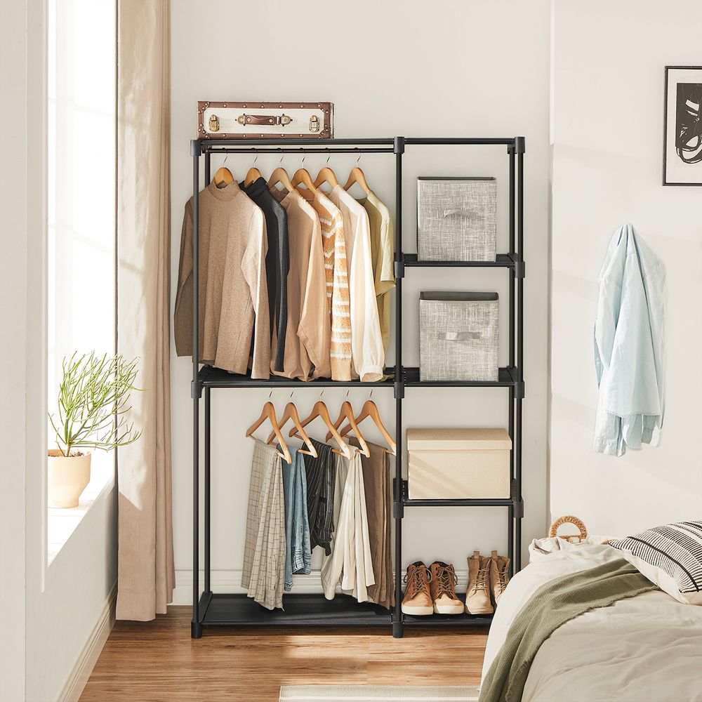SONGMICS Freestanding Closet Organizer with Shelves, Hanging Rods 