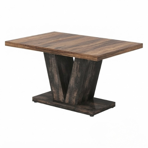 47.25" White & Oak Dining Table, Farmhouse Kitchen Table with Pedestal Base for 4-6 People