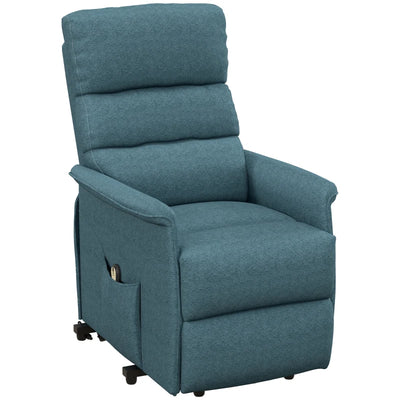 HOMCOM Lift Chair for Elderly, Power Chair Recliner with Remote Control, Side Pockets for Living Room, Blue 