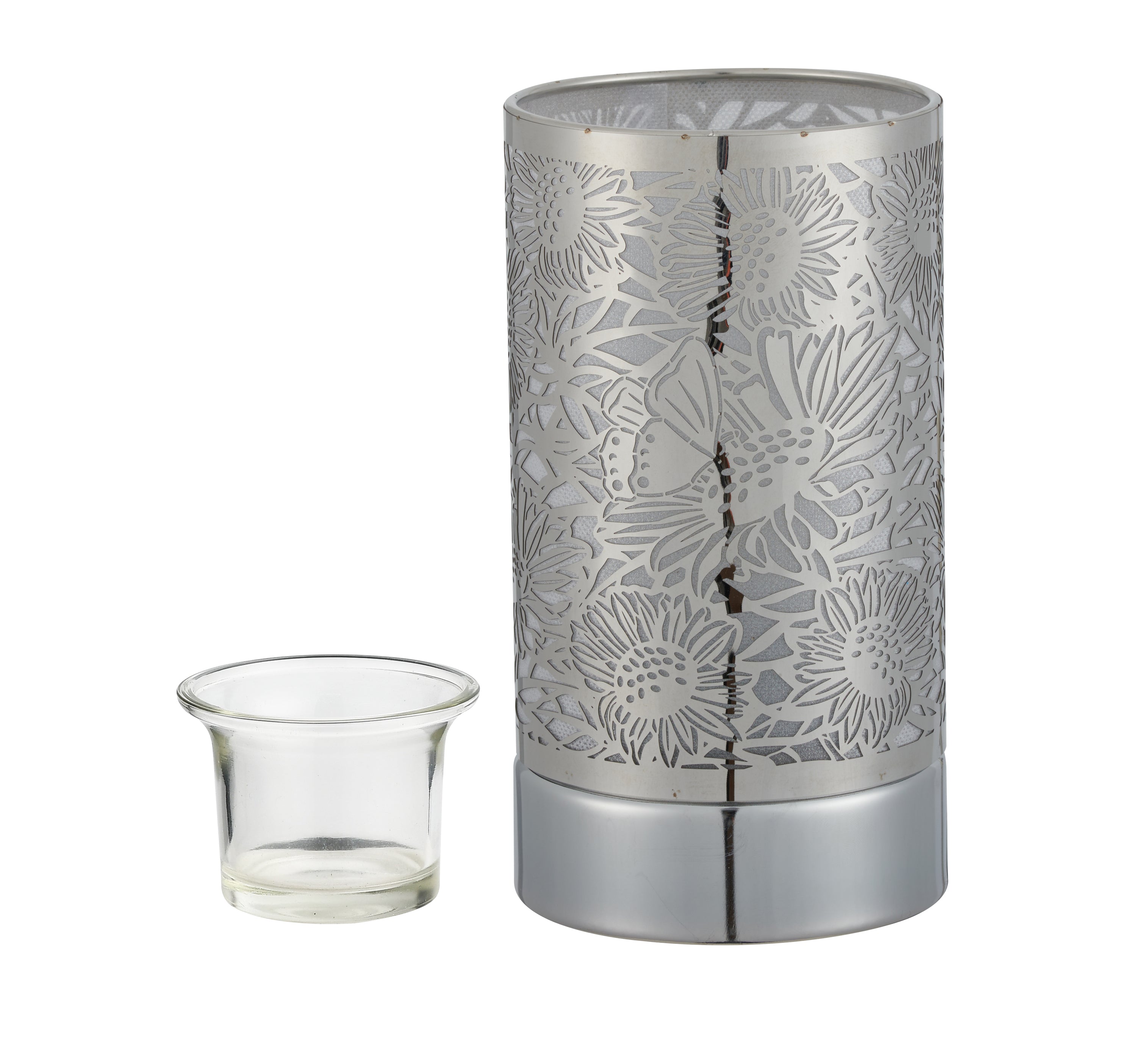 7" touch lamp-Fragrance Wax Melts Warmer -Electric Candle Essential Oil Burner-Metal Silver Sunflower Table Decor