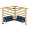 Outsunny 9' x 9' Corner Pergola with Conversation Set and Cushions, Fir Wood Outdoor Pergola with End Table, Natural and Blue