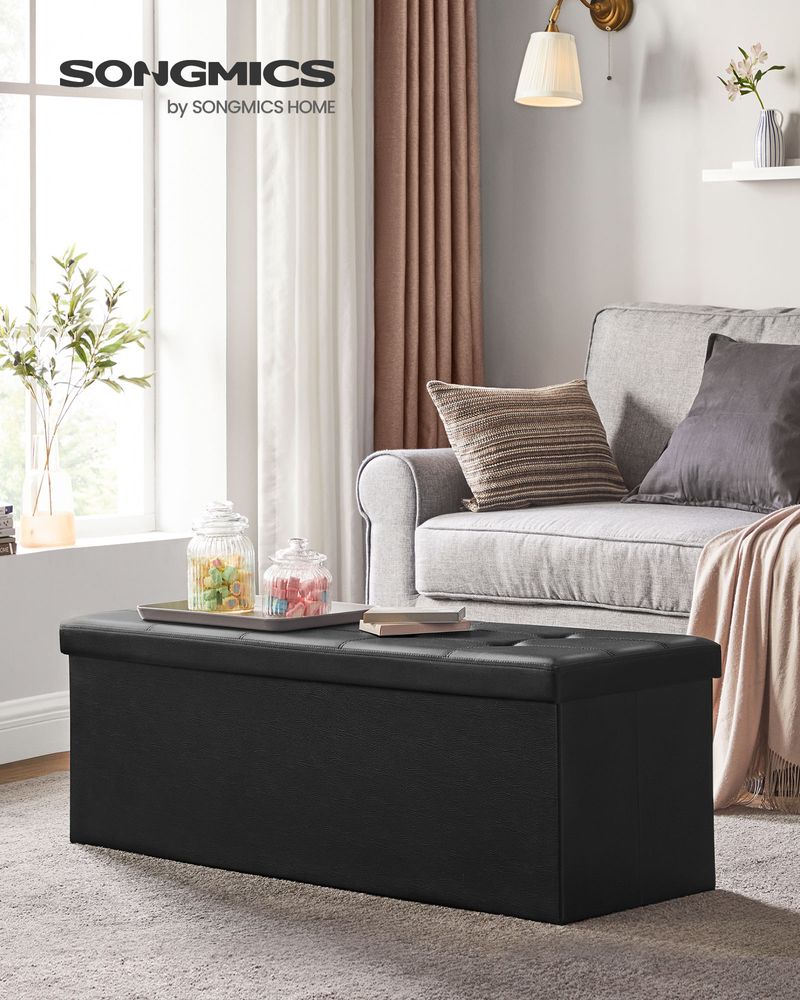 SONGMICS Folding Storage Ottoman Bench 