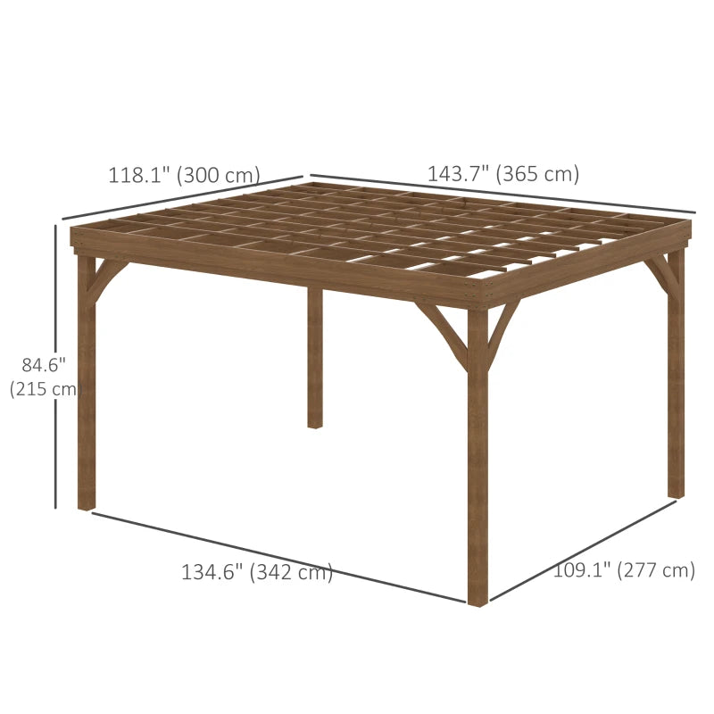 Outsunny 10' x 12' Wood Pergola, Outdoor Gazebo Grape Trellis for Climbing Plant Support, Garden, Patio, Backyard, Deck, Brown