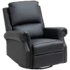 HOMCOM Manual Recliner Chair 360° Swivel Rocking Armchair Sofa with PU Leather Padded Cushion and Backrest for Living Room Black 