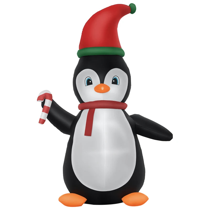 HOMCOM 8FT Inflatable Christmas Penguin, LED Lighted Blow Up Holiday Decoration for Indoor & Outdoor Yard Display 