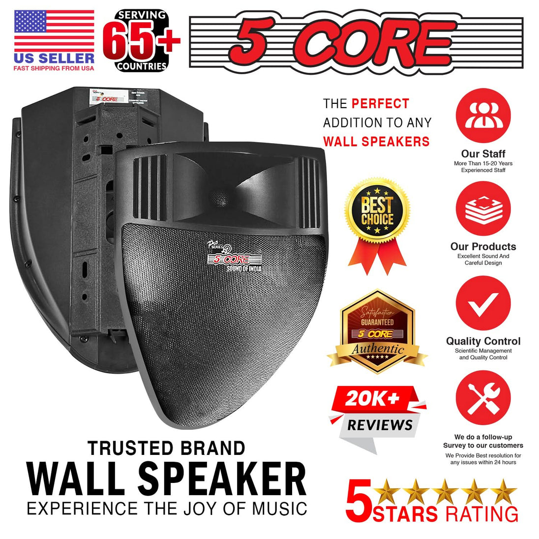 5Core Outdoor Speaker Waterproof System Wall Mounted Indoor Patio Backyard Surround Sound Home