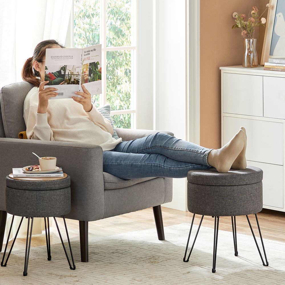 SONGMICS Small Ottoman Stool with Storage 