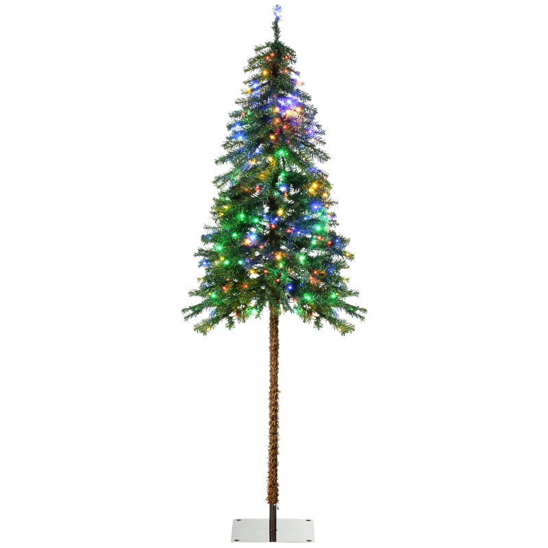 HOMCOM 6' Artificial Christmas Tree with Warm White or Colourful LED Lights, Pencil Shape, Steel Base 