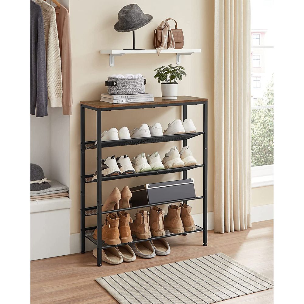 VASAGLE 5-Tier Shoe Rack with Storage Shelves and Spacious Top 