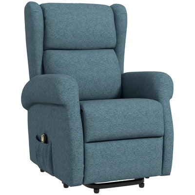 HOMCOM Wingback Lift Chair for Elderly, Power Chair Recliner with Footrest, Remote Control, Side Pockets, Blue 