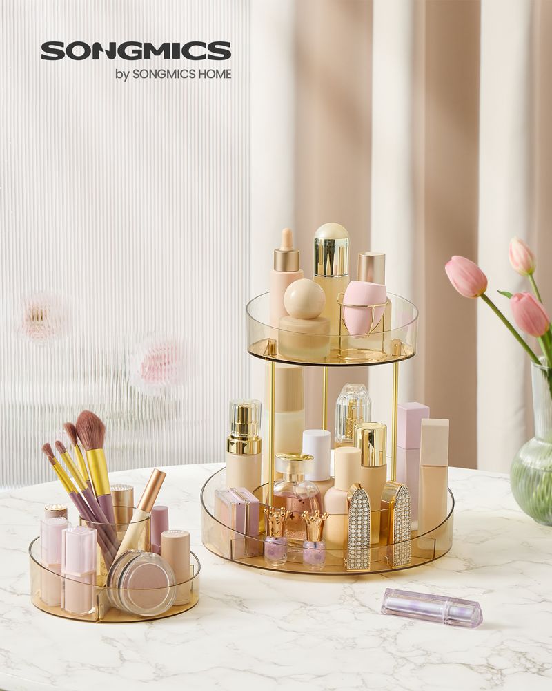 SONGMICS 2-Tier Round Rotating Makeup Organizer 