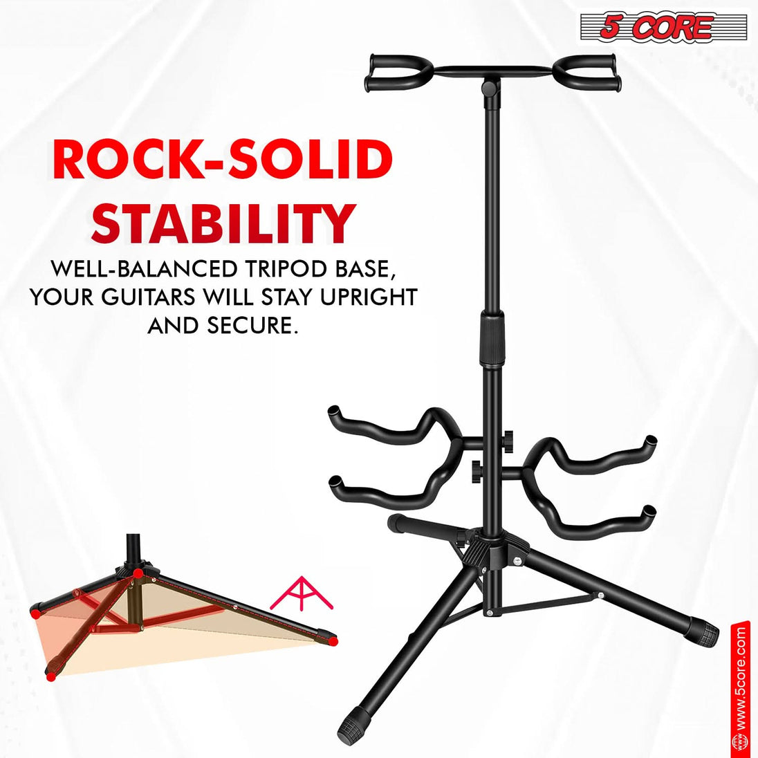 5Core Guitar Stand Floor Tripod Portable Adjustable Multi Guitars Holder 2N1