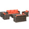 Outsunny 6 Piece Outdoor Rattan Wicker Sofa Set Sectional Patio Conversation Furniture Set w/ Storage Table & Cushion Orange