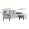 HOMCOM L Shape Sofa, Modern Sectional Couch with Reversible Chaise Lounge, Wooden Legs, Corner Sofa for Living Room, Grey