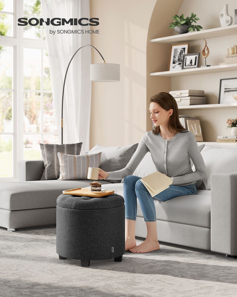 SONGMICS Round Ottoman with Legs 