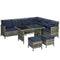 Outsunny 6pcs Outdoor Rattan Sofa Set Garden Wicker Sectional Couch Furniture Set with Dining Table and Chair Sky Blue