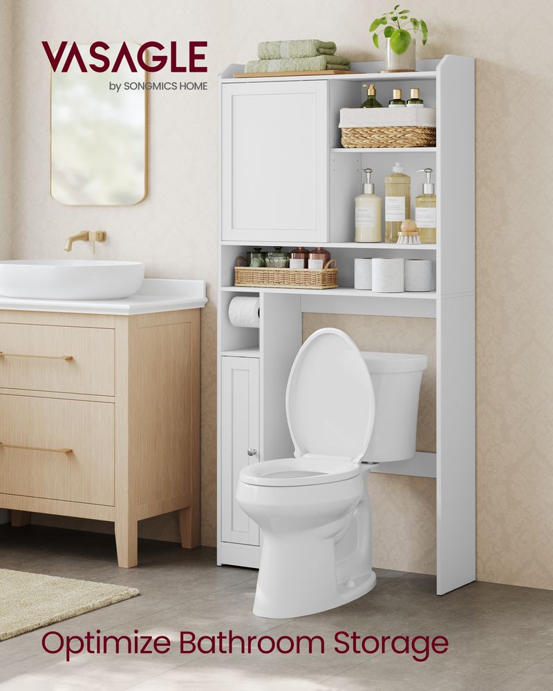 VASAGLE Over the Toilet Storage Shelf with Sliding Door 