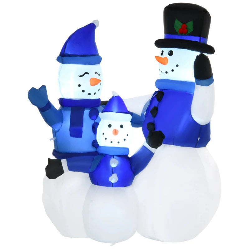 HOMCOM 4FT Inflatable Christmas Snowmen Family, LED Lighted Holiday Blow Up Decoration for Indoor & Outdoor Display 