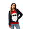Smart Santa in Shades Sweater with Pom Pom – Cool Navy Ugly Christmas Sweater with 3D Beard & Festive Holiday Style