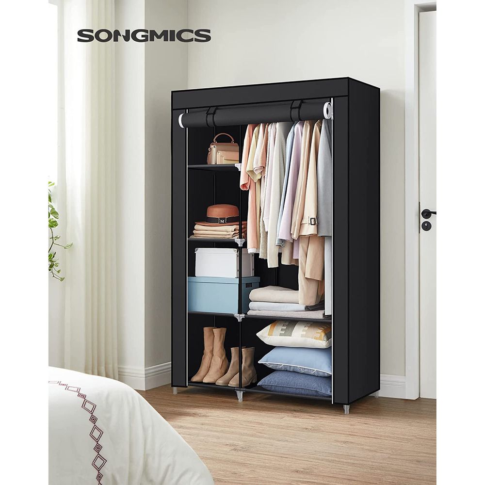 SONGMICS Clothes Storage Organizer with Hanging Rail 