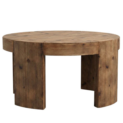 Coffee Table 31.5" Round Solid Wood Center Cocktail Tea Table Rustic Brown