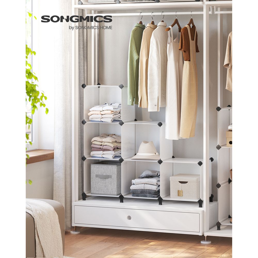 SONGMICS 6 Cube Storage Organizer with Feet and Rubber Mallet , White 