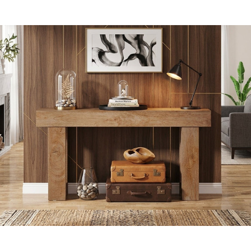63-Inch Farmhouse Console Table, Wooden Sofa Table for Entryway and Hallway
