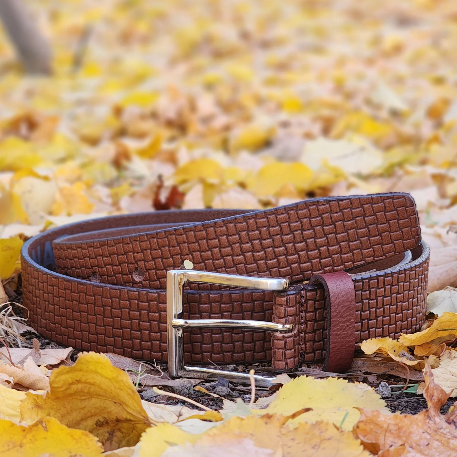Cognac Formal Textured 100% Real Leather Belt 