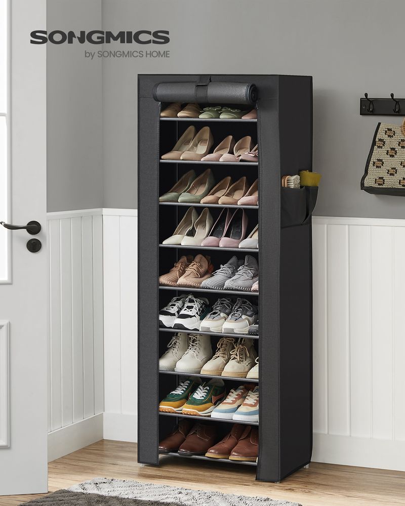 SONGMICS 9 Tier Shoe Rack with Nonwoven Fabric Cover 