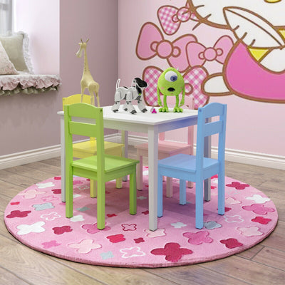 5 Pieces Kids Pine Wood Table Chair Set-ClearÂ 