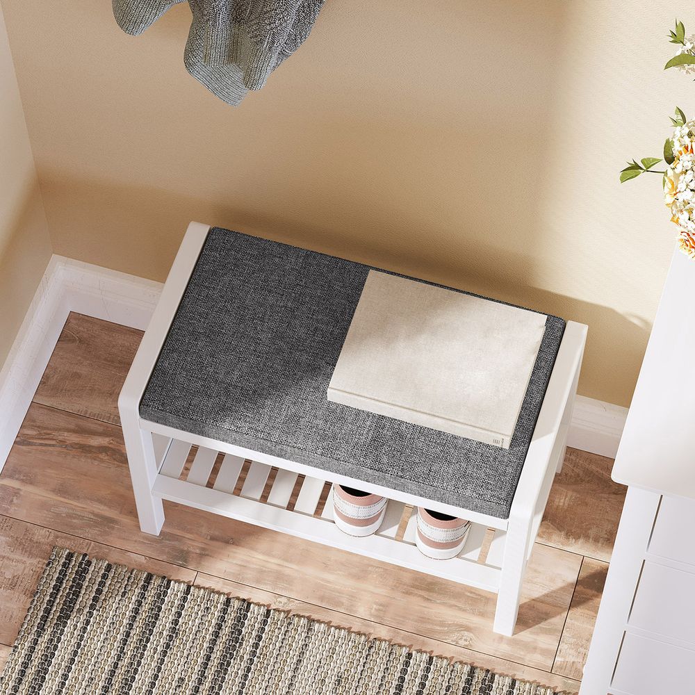 SONGMICS Shoe Rack Bench with Cushion Upholstered Padded Seat 
