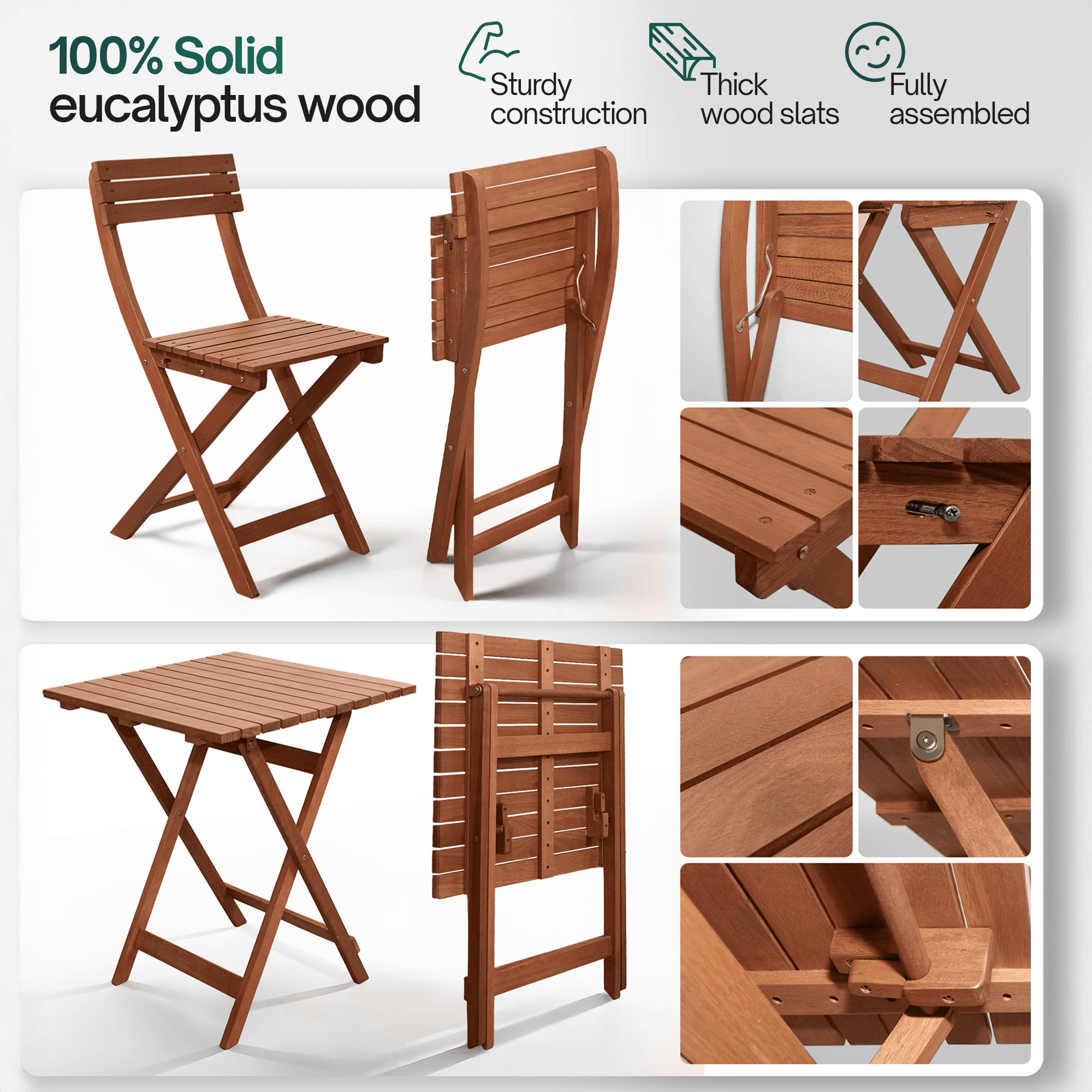 Foldable Bistro Table and Chairs Set 