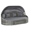 Outsunny 4 Pieces Patio PE Wicker Round Daybed, Outdoor Rattan Garden Lounge Furniture Sets, Grey