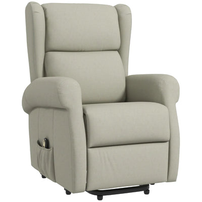 HOMCOM Wingback Lift Chair for Elderly, Power Chair Recliner with Footrest, Remote Control, Side Pockets, Cream White 