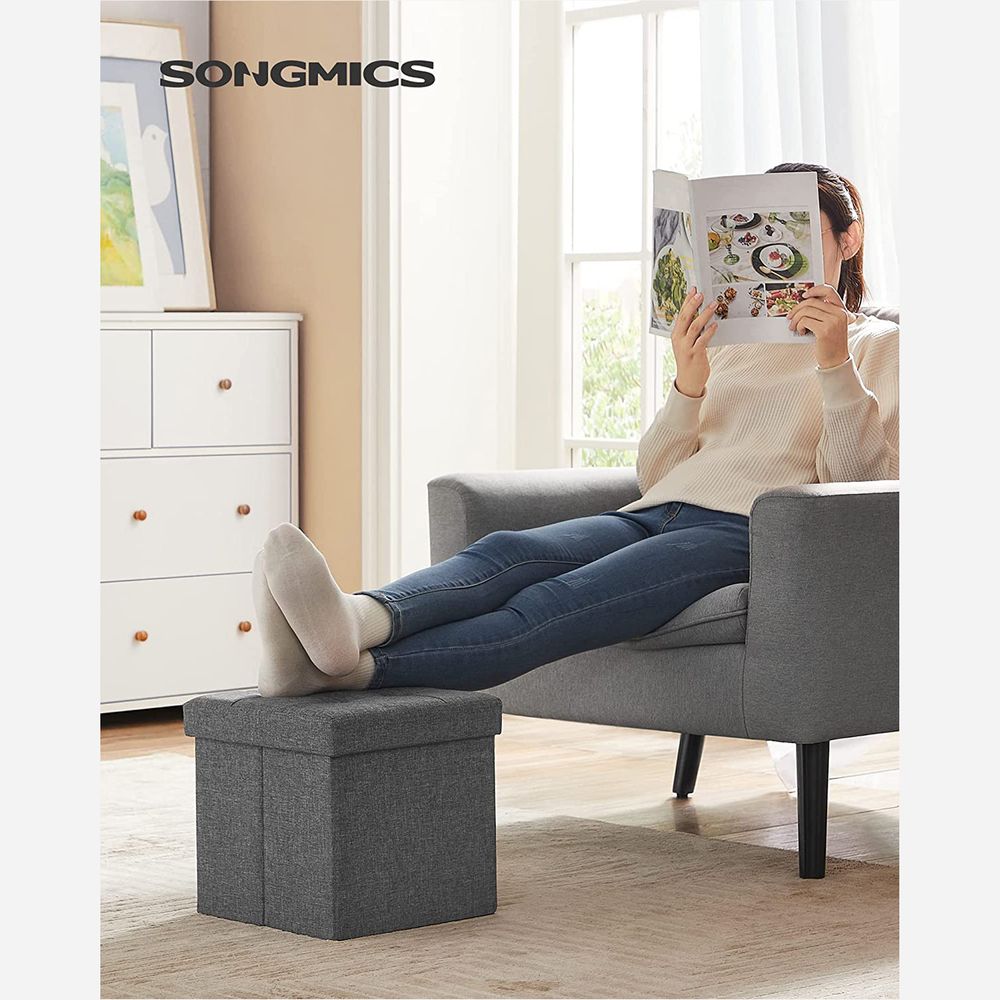 SONGMICS 11.8 Inches Small Folding Storage Ottoman Cube 