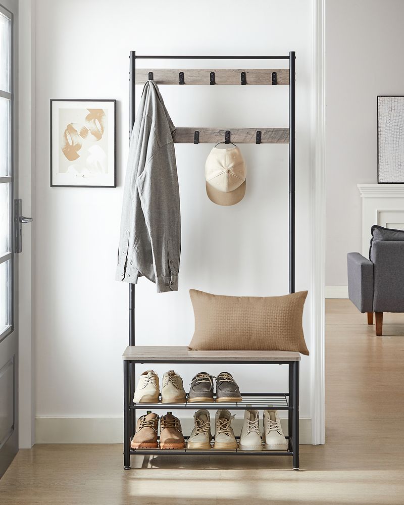 VASAGLE Coat Rack with Shoe Storage Bench 