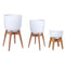 Sita Mid-Century Turned Wood Leg Planter – White Brass & Mango Wood Planter for Artificial Plants, Handmade in India (Multiple Sizes)