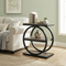 End Table 3-Tier Industrial Sofa Side Table with Round Metal Frame and Storage Shelves for Living Room Bedroom